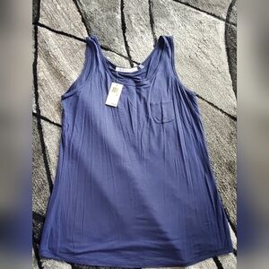 Max Studio Sleeveless Ribbed Blue Tank Top